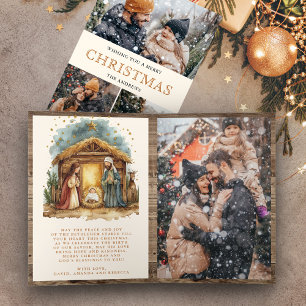 Cartes Pour Fêtes Annuelles Scène de la Nativité Rustique Photo Collage Noël