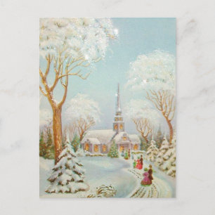Cartes Pour Fêtes Annuelles Scène de l'église de Noël
