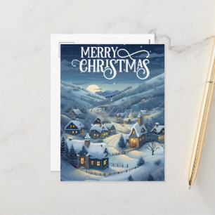 Cartes Pour Fêtes Annuelles Scène de l'église de Noël de fête ajouter le messa