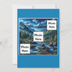 Cartes Pour Fêtes Annuelles Scène de montagne avec photo personnalisée