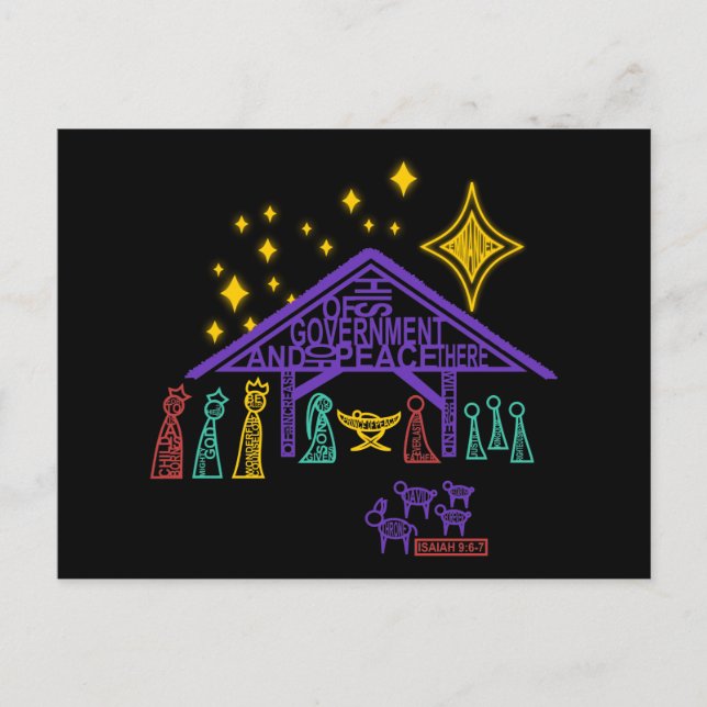 Cartes Pour Fêtes Annuelles Scène de nativité - 9:6 d'Isaïe - Noël 7 (Devant)