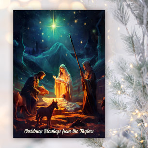 Cartes Pour Fêtes Annuelles Scène de Nativité Bébé Jésus Noël chrétien
