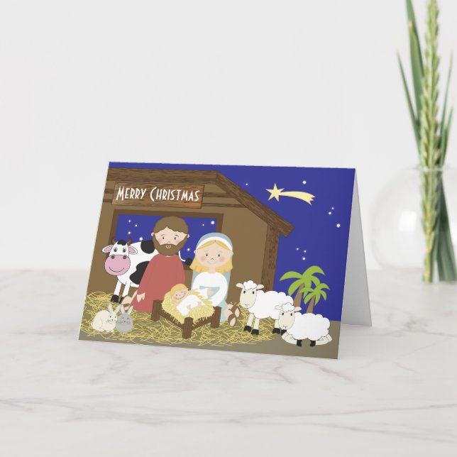 Cartes Pour Fêtes Annuelles Scène de nativité de Noël (Devant)