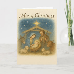 Cartes Pour Fêtes Annuelles Scène de Nativité Paisible Noël Sainte Famille