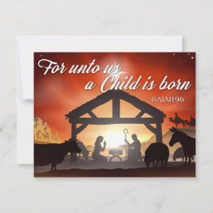 Cartes Pour Fêtes Annuelles Scène de Nativité personnalisable Noël religieux