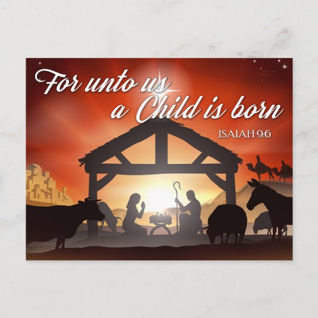 Cartes Pour Fêtes Annuelles Scène de Nativité personnalisable Noël religieux (Devant)