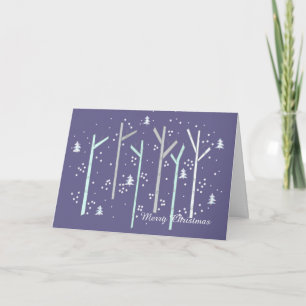 Cartes Pour Fêtes Annuelles Scène de neige avec bouleaux