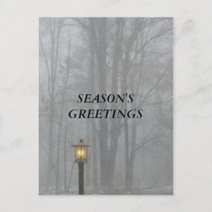 Cartes Pour Fêtes Annuelles Scène de neige avec Lampe de rue Vieux