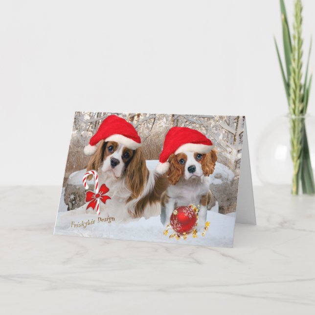 Cartes Pour Fêtes Annuelles Scène de neige Cavalier King Charles (Devant)