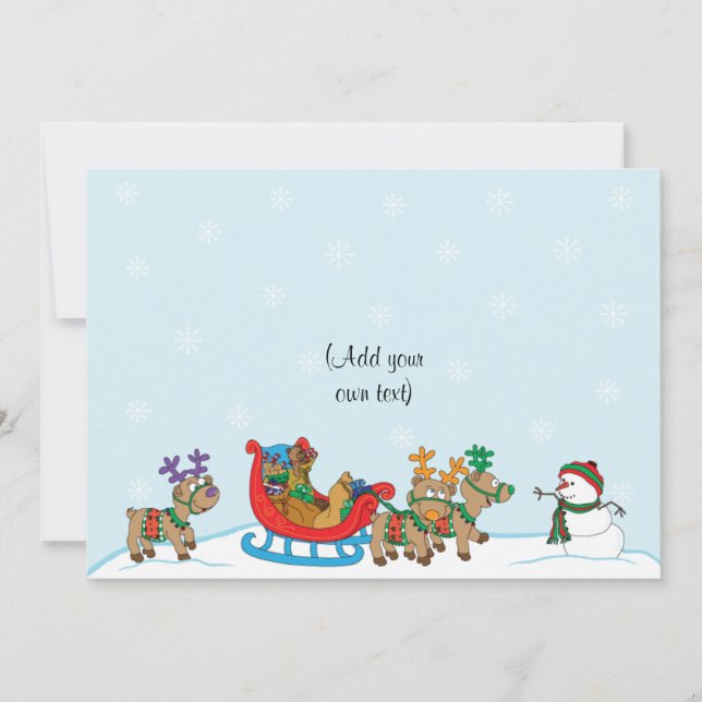 Cartes Pour Fêtes Annuelles Scène de neige de Noël 2 faces/plat/carte/& envelo (Devant)