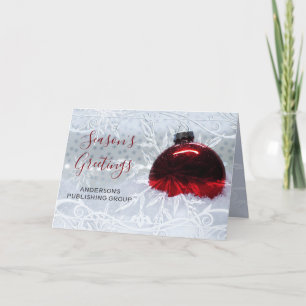 Cartes Pour Fêtes Annuelles Scène de neige élégante Ornement rouge Entreprise