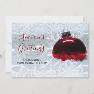 Cartes Pour Fêtes Annuelles Scène de neige élégante Ornement rouge Entreprise
