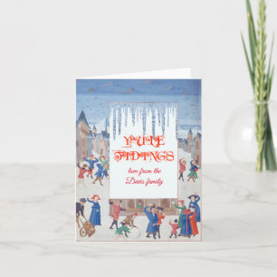 Cartes Pour Fêtes Annuelles scène de neige médiévale Yule
