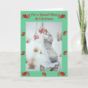 Cartes Pour Fêtes Annuelles scène de neige mignonne de la souris de champ avec