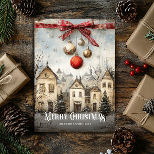 Cartes Pour Fêtes Annuelles Scène de Noël aux couleurs neutres à l'aquarelle t