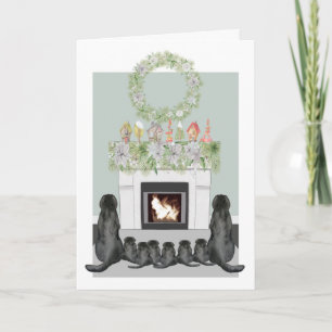 Cartes Pour Fêtes Annuelles Scène de Noël avec Labrador noir au coin du feu fa
