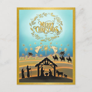 Cartes Pour Fêtes Annuelles Scène de Noël avec l'Enfant Jésus dans la crèche