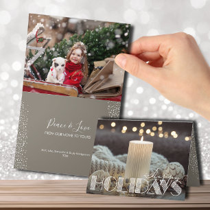Cartes Pour Fêtes Annuelles Scène de Noël cosy Plié Photo Happy