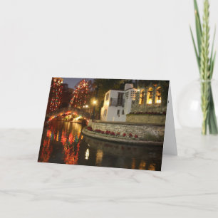 Cartes Pour Fêtes Annuelles Scène de Noël de promenade de rivière de San