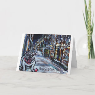 Cartes Pour Fêtes Annuelles Scène de Noël de Wintry Bulldog