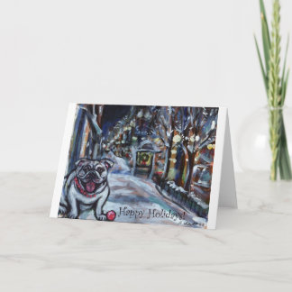 Cartes Pour Fêtes Annuelles Scène de Noël de Wintry Bulldog