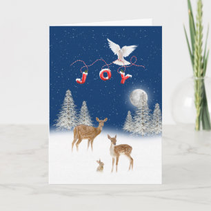 Cartes Pour Fêtes Annuelles Scène de Noël d'hiver avec Joyeuse colombe