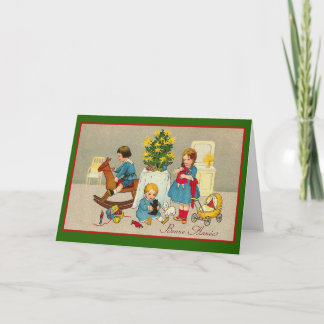 Cartes Pour Fêtes Annuelles Scène de Noël domestique avec enfants et jouets