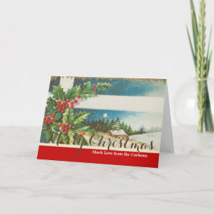 Cartes Pour Fêtes Annuelles Scène de Noël Holly Neige Hiver