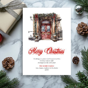 Cartes Pour Fêtes Annuelles Scène de Noël minimaliste classique de vœux