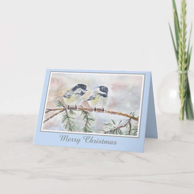Cartes Pour Fêtes Annuelles Scène de Noël oiseau de la belle nature d'hiver (Devant)