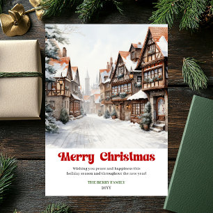 Cartes Pour Fêtes Annuelles Scène de Noël rustique élégante festive vintage