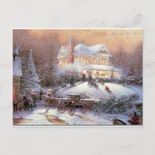 Cartes Pour Fêtes Annuelles Scène de Noël victorienne (Devant)