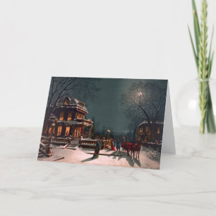 Cartes Pour Fêtes Annuelles Scène de Noël victorienne