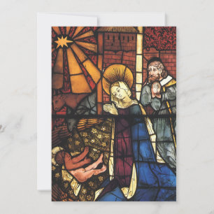 Cartes Pour Fêtes Annuelles Scène de Noël vintage de la Nativité en verre colo