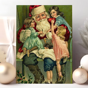 Cartes Pour Fêtes Annuelles Scène de Noël vintage du Père Noël