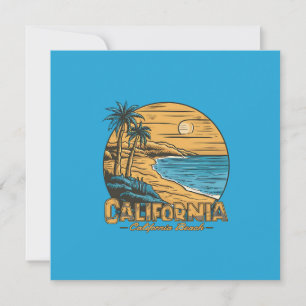 Cartes Pour Fêtes Annuelles Scène de plage californienne au coucher du soleil