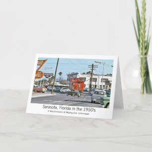 Cartes Pour Fêtes Annuelles Scène de rue Sarasota années 1950
