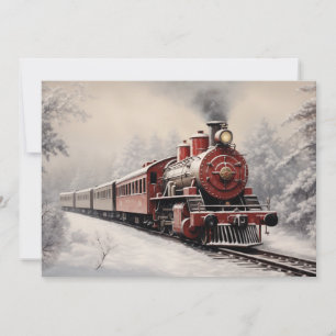 Cartes Pour Fêtes Annuelles Scène de train vintage Noël vacances d'hiver