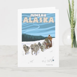Cartes Pour Fêtes Annuelles Scène de traînée de chien - Juneau, Alaska