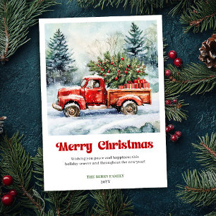 Cartes Pour Fêtes Annuelles Scène de vacances élégante et rustique avec camion