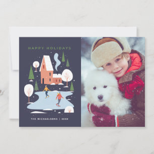 Cartes Pour Fêtes Annuelles Scène de vacances minimaliste d'hiver