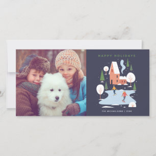 Cartes Pour Fêtes Annuelles Scène de vacances minimaliste d'hiver