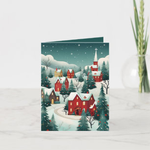 Cartes Pour Fêtes Annuelles Scène de ville hivernale festive de Noël
