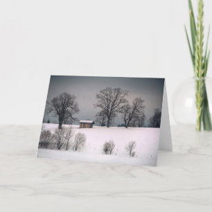 Cartes Pour Fêtes Annuelles Scène d'hiver, colline et arbres, hutte