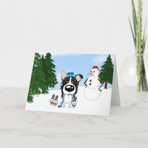 Cartes Pour Fêtes Annuelles Scène d'hiver de Collie frontière