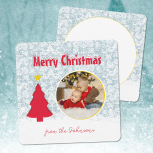 Cartes Pour Fêtes Annuelles Scène d'hiver Famille Photo Noël Salutation