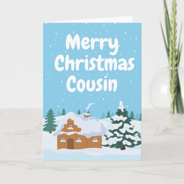 Cartes Pour Fêtes Annuelles Scène d'hiver - Joyeux Cousin de Noël (Devant)