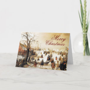 Cartes Pour Fêtes Annuelles Scène d'hiver sur Noël de cru de ~ de canal