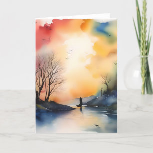 Cartes Pour Fêtes Annuelles Scène du soir d'automne A