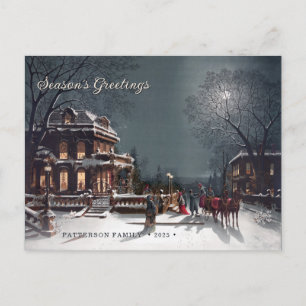 Cartes Pour Fêtes Annuelles Scène élégante de Noël victorien sur mesure 